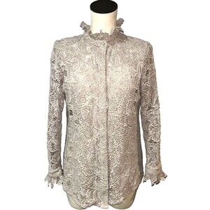 Soft Surroundings Women’s Lace Crochet Button Down Shirt Size M Romantic Boho